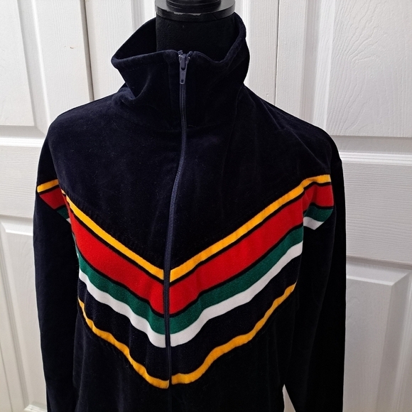 Vintage Blue Velvet Mock Neck Track Jacket Size XXXL - Picture 8 of 10